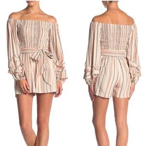 Ella Moss Lory Striped Off-The-Shoulder Romper